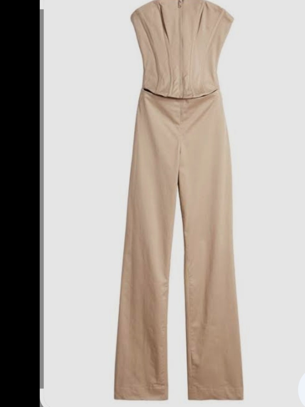 Mistress  Rock Strapless Wide-Leg Jumpsuit in Beige